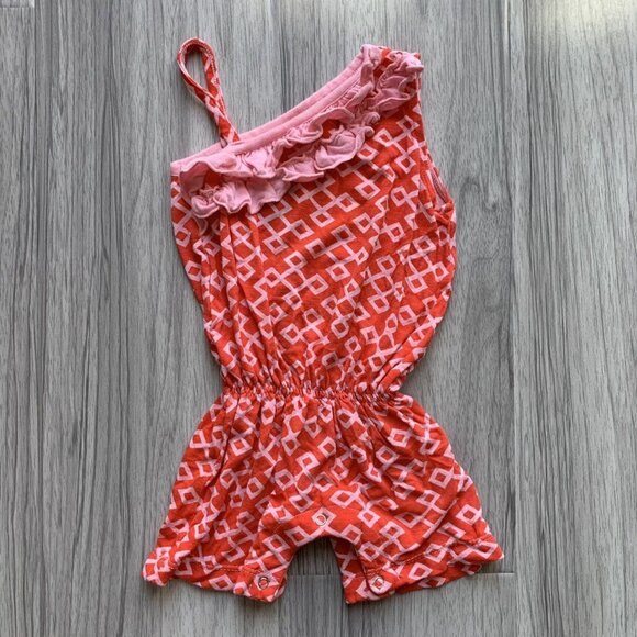 Kickee Pants Diamond Print Diagonal Ruffle Romper - Picture 1 of 6